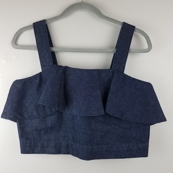 & Other Stories Tops - NWT & Other Stories Denim Ruffle Crop Top Size 8